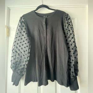Who What Wear sheer sleeve polka dot cardigan-size XL